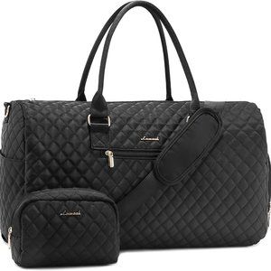 Quilted Travel Duffle Bag, Meets Size Requirement International Airport Black